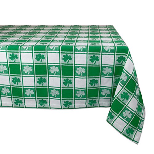 DII Tischdecke, 100% Baumwolle, maschinenwaschbar, Party, St. Patrick's Day & Spring Tischdecke, 132,1 x 132,1 cm, grün-weiß kariert mit Kleeblatt, für 4 Personen von DII