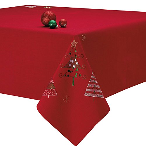 Design Imports 28612 bestickte Tischdecke mit Weihnachtsbäume, 152,4 x 213,4 cm von DII