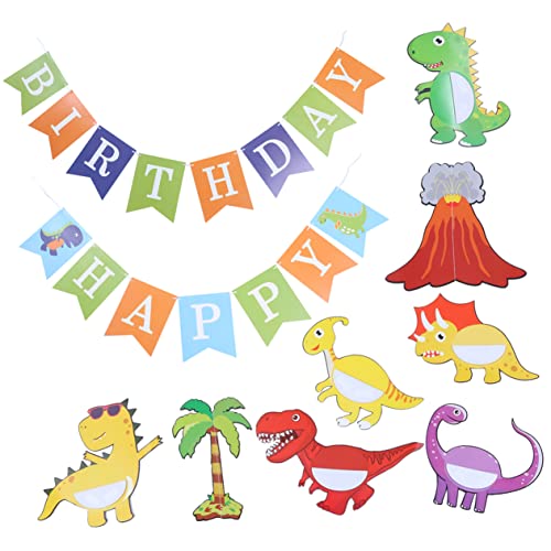 DIKACA 1 Satz Dinosaurier Motto Partydekorationsbanner Geburtstagsdekorationsbanner Bunte Dinosaurier Deko Für Kindergeburtstag Party Geburtstagszubehör Für Dino Fans 15 Lang von DIKACA