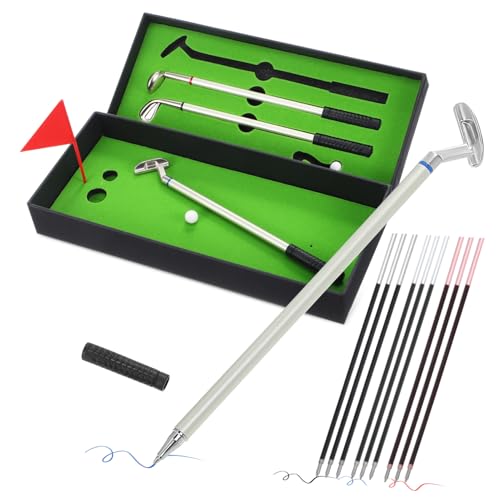 DIKACA 1 Satz Golf-stift-set Kugelschreiber Minigolf Minigolfschläger Kleiner Golfer Strumpffüller Für Männer Kugelschreiber Golf-schreibtischzubehör Coole Stifte Für Männer Metall von DIKACA