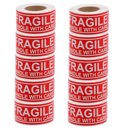 DIKACA 10 Rollen „fragile Handle With Care“-versandaufkleber „fragile“-aufkleber, Selbstklebendes Etikett, Warnaufkleber, Etiketten, Versandaufkleber von DIKACA