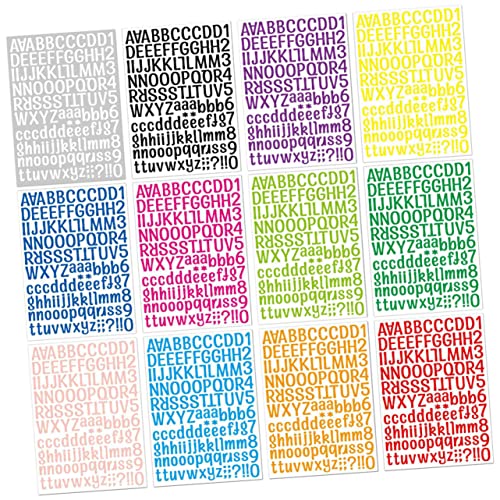 DIKACA 12 Blatt Aufkleber mit englischen Buchstaben vinyl sticker vinyl aufkleber dekoaufkleber sticker für laptop Zahlenaufkleber Selbstklebende Aufkleber Vinyl-Aufkleber Colorful von DIKACA