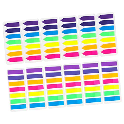 DIKACA Haftmarker Index Tabs 12 Sets Bunte Haftnotizen Index Tabs Selbstklebende Lesezeichen Für Bücher Annotieren Schule Und Büro Pet Wasserfeste Seitenmarker Mit 7 Stripes Und 7 Arrow Tabs Klebchen von DIKACA