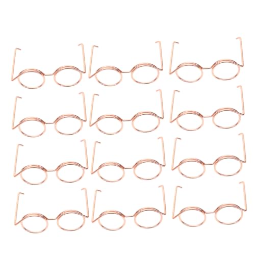 DIKACA 12 Stück Puppenbrille Brillen zum Anziehen der Puppe Umrandete Puppensonnenbrille Plüsch Puppen Kleidung Puppen Klamotten schnapsgläser Puppenzubehör Puppe Metall von DIKACA