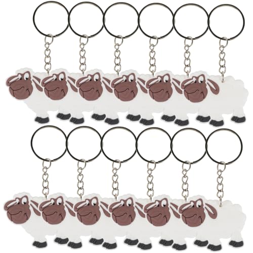 DIKACA 12st Schlüssel Anhänger Für Schafe Tierfiguren Schlüsselanhänger-charm Kaninchen Nutztiere Lamm Schlüsselanhänger Taschenanhänger Mit Schaf Spielzeugtiere Plüsch Tierfarm Pvc Weiß von DIKACA