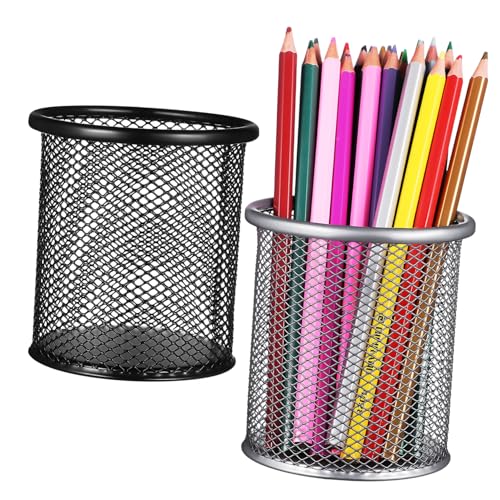 DIKACA 2 Stück Stifthalter Aus Netzstoff Büro Schreibtisch Zubehör Stiftbecherhalter Für Schreibtisch Stiftbecher Für Schreibtisch Make Up Pinsel Aufbewahrung Organizer von DIKACA