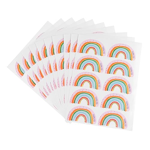 DIKACA 200Blätter Dankeschön Aufkleber Selbstklebende Backversiegelungssticker Für Kuchen Süßigkeiten Und Geschenktüten Bunte Rainbow Design Etiketten Für Persönliche Note von DIKACA