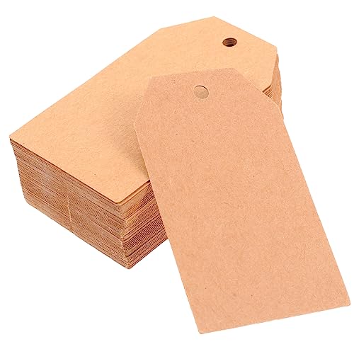 DIKACA 200st Schild Abnehmbare Aufkleber Etikettenaufkleber Umschlagaufkleber Hängeetiketten Draht-tags Etiketten Für Kabel Hängende Tags Aufkleber-etiketten Leere Tags Light Brown Papier von DIKACA