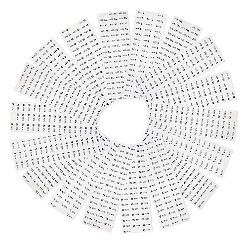 DIKACA 2500 Stück Kleidergrößenetiketten Transparente Aufkleber Größenetiketten Aufkleber Mantelgrößenetiketten Größenaufkleber Kleidungsaufkleber Runde Etiketten Anhänger Für von DIKACA