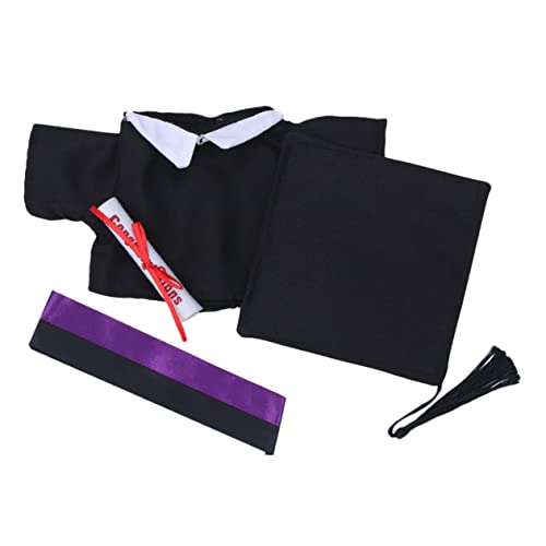 DIKACA 2er Set Kleidung Für Puppe Abschlusskleidung Für Minipuppen Kostüm Plüschpuppe Puppen-Abschlusskleid Puppen-abschlusskappe Kleid Für Puppe Für Die Abschlussfeier Black von DIKACA