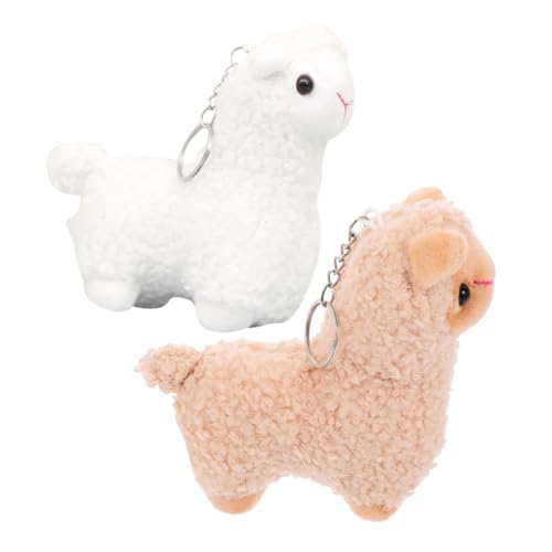 DIKACA 2st Alpaka-schlüsselanhänger Bauernhof Schlüsselanhänger Minitier-plüschtier Handy-anhänger Tierischer Plüsch-schlüsselanhänger Kleine Kuscheltiere Kawaii Stofftier Kurzer Plüsch von DIKACA