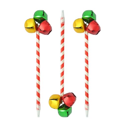 DIKACA 3 Stück Weihnachtsstifte, Jingle Bell-kugelschreiber, Roter Und Grüner Weihnachtskugelschreiber, Themenbezogener Jingle Bell-stift Für Weihnachten, Feiertage, Festliche von DIKACA