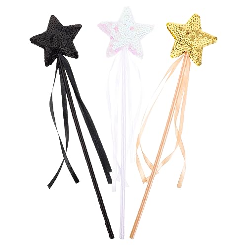 DIKACA 3 Stücke Zauberstab aus Pailletten fairy wand kinderkleider fairytale kindergeschenke clothes Stuffer Bausätze Feenstöcke für Mädchen tragbare Feenstäbe Stoff von DIKACA