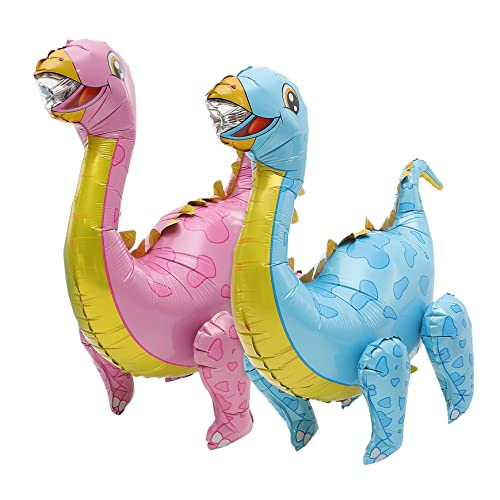 DIKACA 3D Dinosaurier Ballons Aus Aluminiumfolie Bewegliche Tierballons Für Kindergeburtstagsfeiern Deko Für Dinosaurier Mottoparty Blauer Und Pinker Spinosaurus Je von DIKACA