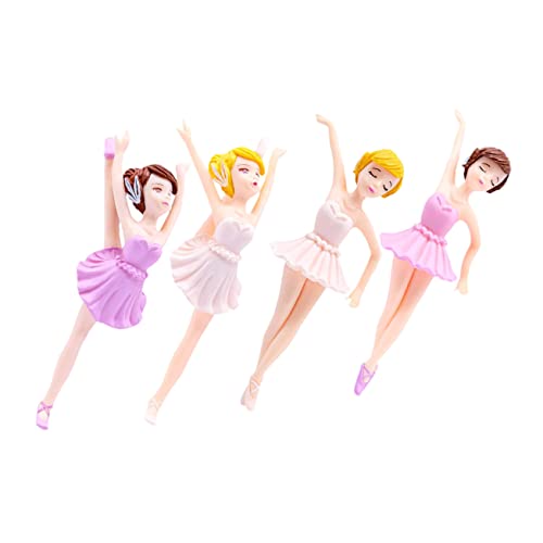 DIKACA 4 Stück Ballerina-mädchen Prinzessin Tortenaufleger Auto-gadgets Prinzessinnen-kuchenaufsatz Für Mädchen -geburtstagsfeierdekoration Pvc Geburtstagskuchen Schlüsselanhänger von DIKACA