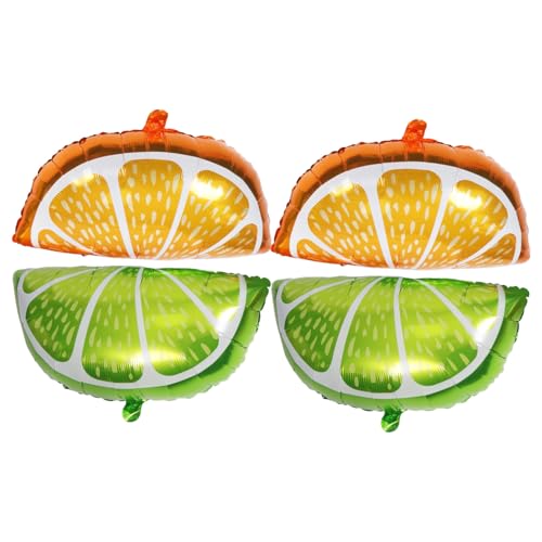 DIKACA 4 Stück Zitronen-orangen-ballon Ballons Orangefarbenes Partyzubehör Kinder Dekor Obstballonparty Erdbeerdekor Fruchtparty Fruchtfolienballon Ballon Aus Aluminiumfolie von DIKACA