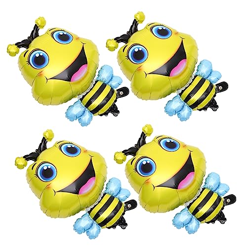 DIKACA 4 Stück tierischer Ballon süße Tierballons Kuh Ballons federnd Blase ballonie kidsballonie luftballons aufblasbare Cartoon-Ballons Tiere Folienballons Aluminiumfolie Yellow von DIKACA