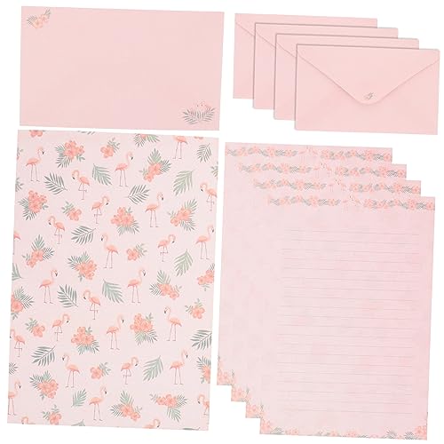 DIKACA 5 Sätze Schreibpapier Briefpapier-Umschlag-Kit leere stationäre notecards Retro-Briefpapiere briefumschläge set hochzeitseinladung elegante briefpapiere Papierumschlag-Kit Rosa von DIKACA