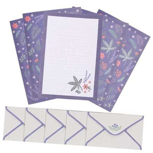 DIKACA 5 Sätze Wunderschönes Blumen-Briefpapier-Set Umschläge aus Briefpapier mit Blumenmuster Briefversorgung briefumschläge set briefpapier vintage Schreiben von Papieren Umschlagset von DIKACA