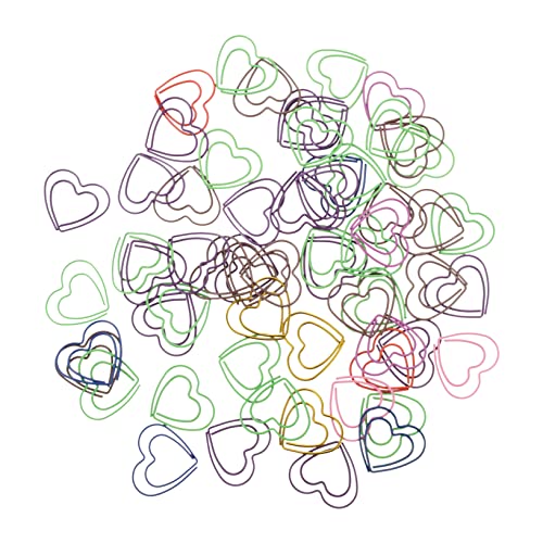 DIKACA 50 Stück Liebe Büroklammer Schulbüroklammer herzförmiges Lesezeichen Schule Clips Farbenfrohe Papierklammern Herzförmige Büroklammern Datei Zubehör entzückende Büroklammer Metall von DIKACA