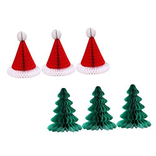 DIKACA 6 Stück Weihnachtsbaum Dekoration Wabenpapier Weihnachtsmützen Christbaumschmuck Für Festliche Anlässe Ideal Für Lichterketten Und Weihnachtsüberwürfe Bunten Farben von DIKACA