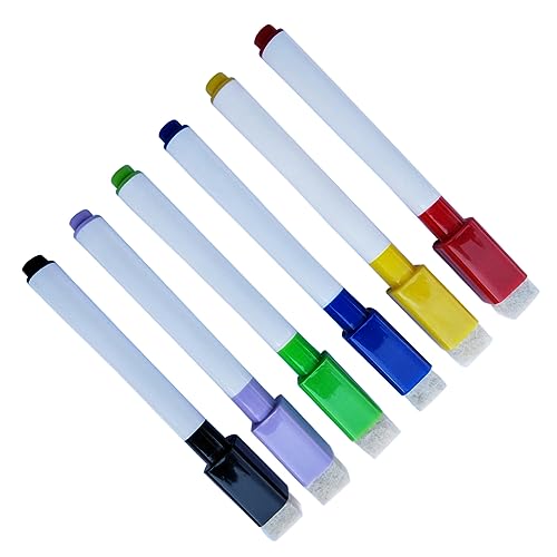 DIKACA 6 Stück Whiteboardstift Textmarker Schwarze, Trocken Abwischbare -marker Tücher Boardmarker Löschbare Markierungen Trockener Löschstift Weißer, Trocken Abwischbarer Marker von DIKACA