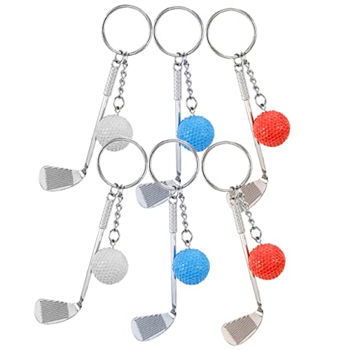 DIKACA 6St Golf-Schlüsselanhänger Tasche lustiger Golf keychain Kette Plüsch Golfball Schlüsselanhänger Golfball Schlüsselbund Schlüsselanhängerringe Gefälligkeiten für Sportpartys Metall von DIKACA