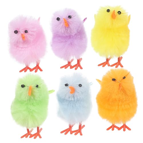 DIKACA 6st Hühnerdekoration Aus Samt Küken Mini-pelzhuhn Plüsch Kleine Hühner Gefälschte Osterhühner Osterpartydekorationen Kleines Huhn Ostern Mini-hühner-dekore Gastgeschenke Für Ostern von DIKACA