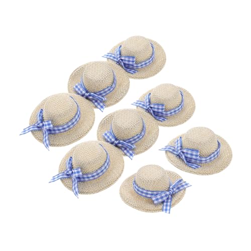 DIKACA 8 STK Strohhut Mini-Hexenhüte Puppenstrohhüte Zubehör für Babypuppen Minihüte zum Basteln Mini-Hüte Puppenhüte Strohhüte für Puppen Puppenstil Puppenhut Puppenhaushüte Stoff Beige von DIKACA