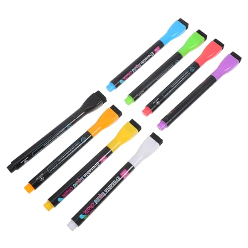 DIKACA 8 Stück Löschbare Lampenmarker Bunte Marker Weißes Set Fluoreszierende Whiteboard Radiergummis Farbige Whiteboards Waschbare Whiteboard Kreide Trocken Abwischbare Marker von DIKACA