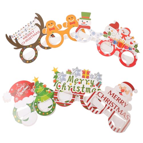 DIKACA 8er Set Weihnachtsbrillen Lustige Papierbrillen Für Die Weihnachtsfeier Kreative Party Accessoires Für Und Erwachsene Festliche Brillenrahmen Für Unvergessliche Feiertage von DIKACA