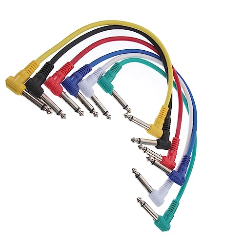 DIKACA Gitarren Patchkabel 6er Set 635 Mm Stecker Auf 635 Mm Stecker Rechtwinklig Für E Gitarre Bass Keyboard Audiogeräte 30 Cm Länge von DIKACA