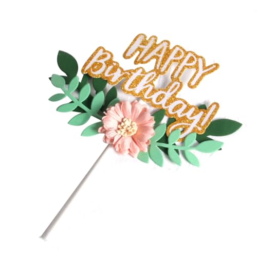 DIKACA Happy Birthday Blumenblätter Cake Topper Dekoration Für Kuchen Karten Einlegen Für Geburtstagsfeiern Tortendekoration Und Festliche Anlässe von DIKACA