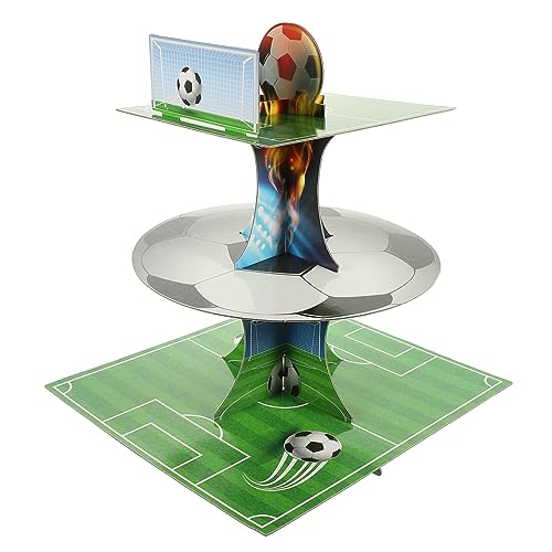 DIKACA Kuchenhalter Cupcake Tierstand Fußball Cupcake Ständer Stöckiger Cupcake Turm Fußball Partyzubehör Cupcake Stand Cupcake Display Rack Tortenständer für Kindergeburtstagsparty von DIKACA