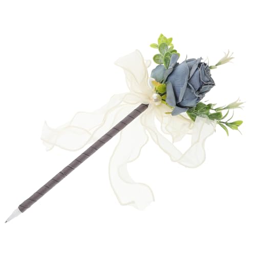 DIKACA Kugelschreiber mit Rosenimitat Pappbecher Dekoration Fußball-Tischdekoration Rosenkugelschreiber Kunstblumen-Stift Valentinsblumen-Schreibstift Blumenkugelschreiber flüssig Blue von DIKACA