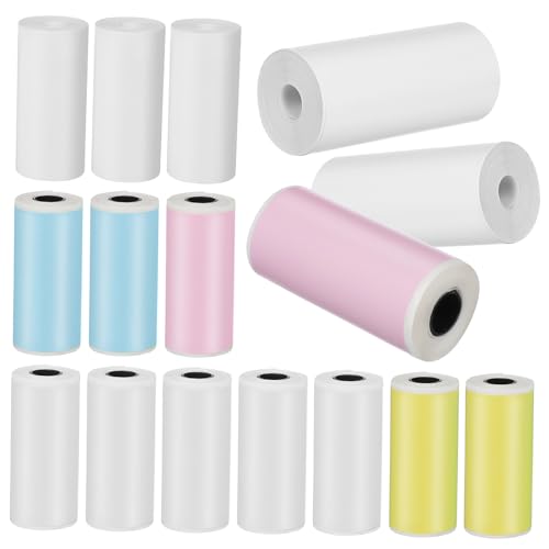 DIKACA Mini Printer Papierrolle Thermopapier Rollen Für Mini Drucker Weißes Etikettenpapier + Farbige Aufkleber Pink Selbstklebendes Thermodruckerpapier Für Sticker Und Thermodrucker Papier von DIKACA