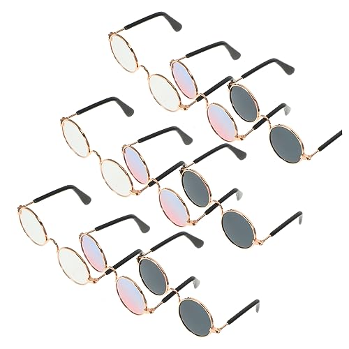 DIKACA Praktische Brille Dekore Doll Brille Puppenbrille Metalldrahtrand Puppenbrille Klare Kinderpuppenbrillen Stylische Puppenbrille Linse Puppenbrille Retro Sonnenbrille für Puppen von DIKACA