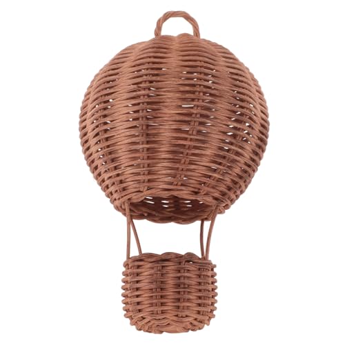 DIKACA Rattan Heißluftballon Deko Element Für Kinderzimmer Und Wohnzimmer Handgewebter Hängekorb Wandkunst Und Foto Requisite Rustikale Wanddekoration Im Boho Stil Ideal Für von DIKACA