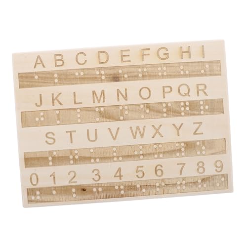 DIKACA Tafel mit Braille-Alphabet Fluchtraum-Requisite Gadgets für Blinde Zeichenbrett für Buchstaben aus Holz Zeichenbrett aus Holz Blindenschriftbücher für Blinde Braille-Bücher hölzern von DIKACA