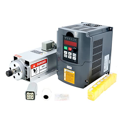 CNC-Spindelmotor-Kit, CNC-Werkzeugmaschinenspindel 1500 W 1,5 kW 24000 U/min ER11-Luftkühlungsmotor VFD 7-teilige ER11-Spannzangen (1-7 mm) für CNC-Fräsmaschine(HY VFD Option 2) von DIKAMAN