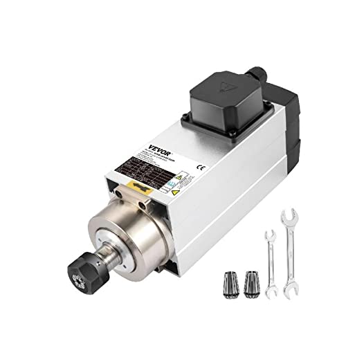 CNC-Spindelmotor-Kit, Quadratischer luftgekühlter Spindelmotor 2,2 kW 3 kW 4 kW ER20 ER25 Spannzangen 4 Lager High Speed ​​für CNC-Gravur-Frässchleifen für CNC-Fräsmaschine(3KW ER20) von DIKAMAN