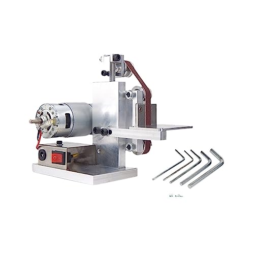 DIKAMAN Doppelschleifmaschine, Bandschleifer, Werkzeugschärfmaschine Bandschleifer Maschine Home DIY Schleifen Schleifen Mini Bandschleifmaschine Verstellbarer Spitzertisch zum Schärfen(Yellow) von DIKAMAN