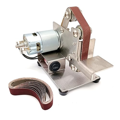 Doppelschleifmaschine, Bandschleifer, 15mm/25mm Multifunktionale Grinder Mini Elektrische Band Sander DIY Polieren Schleifen Maschine Cutter Kanten Spitzer Band Sander zum Schärfen(Type 15 belt) von DIKAMAN