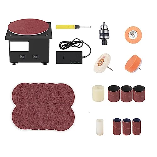 Doppelschleifmaschine, Bandschleifer, Mini Elektrische Band Sander DIY High-Speed ​​Sand Disc Maschine Multifunktions Desktop Schleifen Maschine Polieren Holzbearbeitung Werkzeug zum Schärfen(Set meal von DIKAMAN