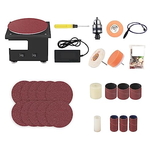 Doppelschleifmaschine, Bandschleifer, Mini Elektrische Band Sander DIY High-Speed ​​Sand Disc Maschine Multifunktions Desktop Schleifen Maschine Polieren Holzbearbeitung Werkzeug zum Schärfen(Set meal von DIKAMAN