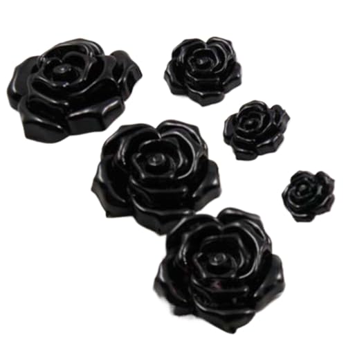 Knöpfe, Knöpfe for Nähen, Bastelknöpfe, 10 Stück/Los Romantische schwarze Rosenknöpfe Bastelknöpfe for Kleidungsstücke, Scrapbooking, Nähzubehör(38mm) von DIMEIYAN