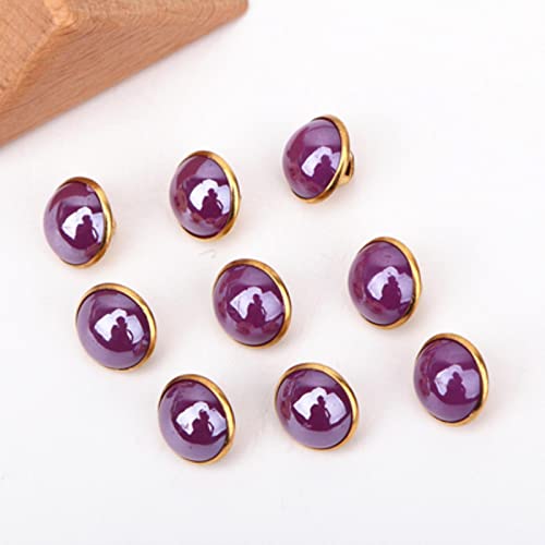 Knöpfe, Knöpfe for Nähen, Bastelknöpfe, 50 Stück 10 mm Metallknöpfe Perlmuttknöpfe Kinderkleidung Nähen DIY Dekorieren Accessoires(Purple) von DIMEIYAN