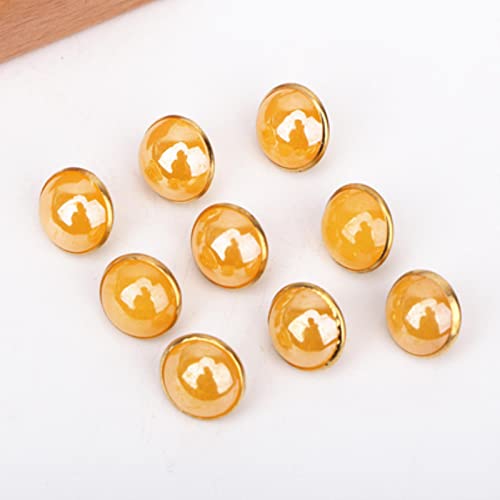 Knöpfe, Knöpfe for Nähen, Bastelknöpfe, 50 Stück 10 mm Metallknöpfe Perlmuttknöpfe Kinderkleidung Nähen DIY Dekorieren Accessoires(Yellow) von DIMEIYAN