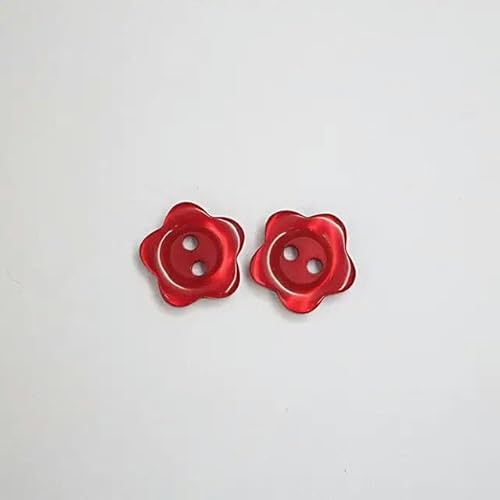 Knöpfe, Knöpfe for Nähen, Bastelknöpfe, 50 Stück 12,5 mm/15 mm Harzknopf Blumenform 2-Loch Perlmuttknopf Kleidungszubehör Nähen DIY(Red,12.5mm) von DIMEIYAN