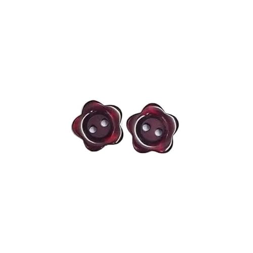 Knöpfe, Knöpfe for Nähen, Bastelknöpfe, 50 Stück 12,5 mm/15 mm Harzknopf Blumenform 2-Loch Perlmuttknopf Kleidungszubehör Nähen DIY(Red Wine,15mm) von DIMEIYAN